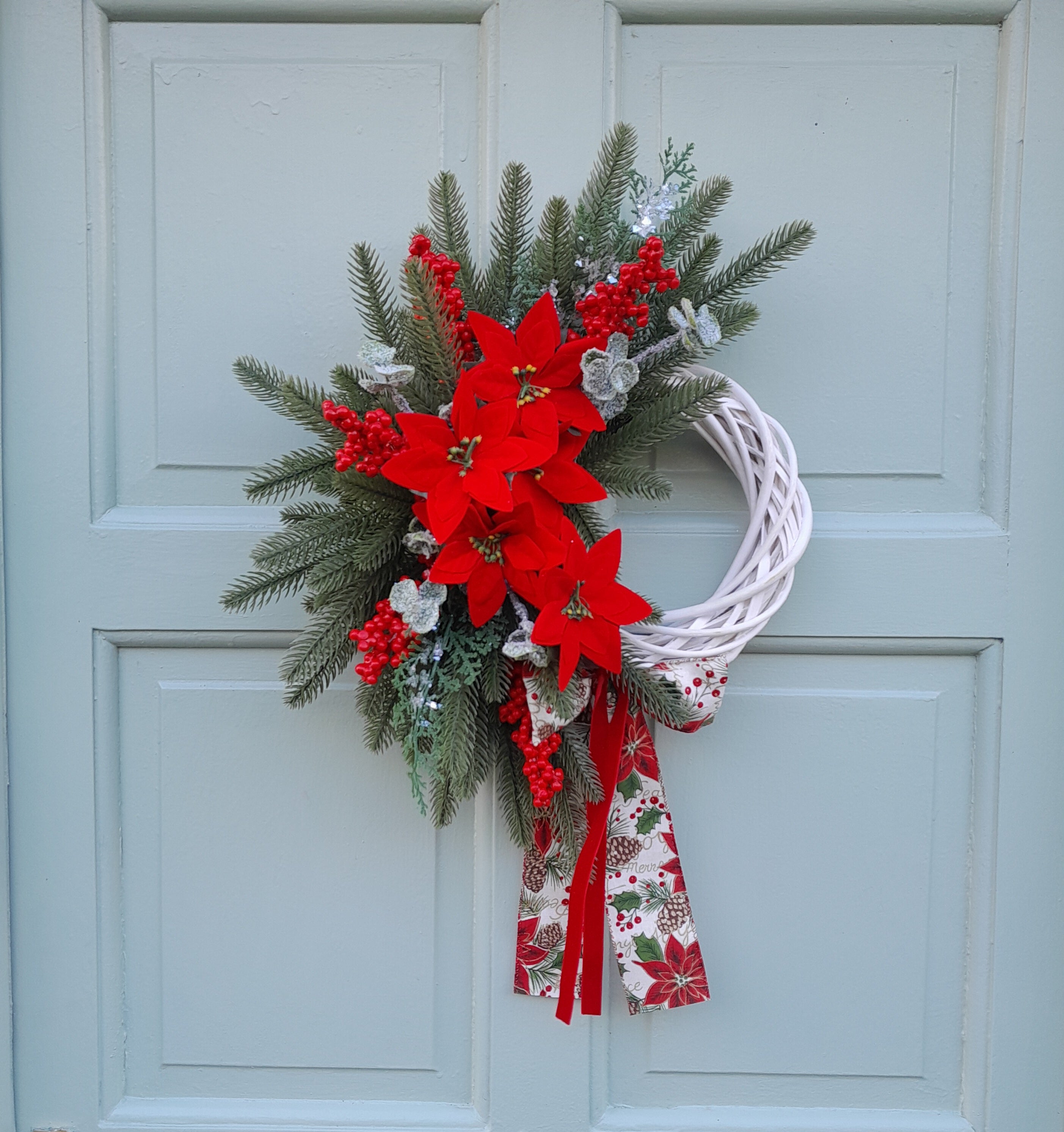 "Red Poinsettia & Pine"