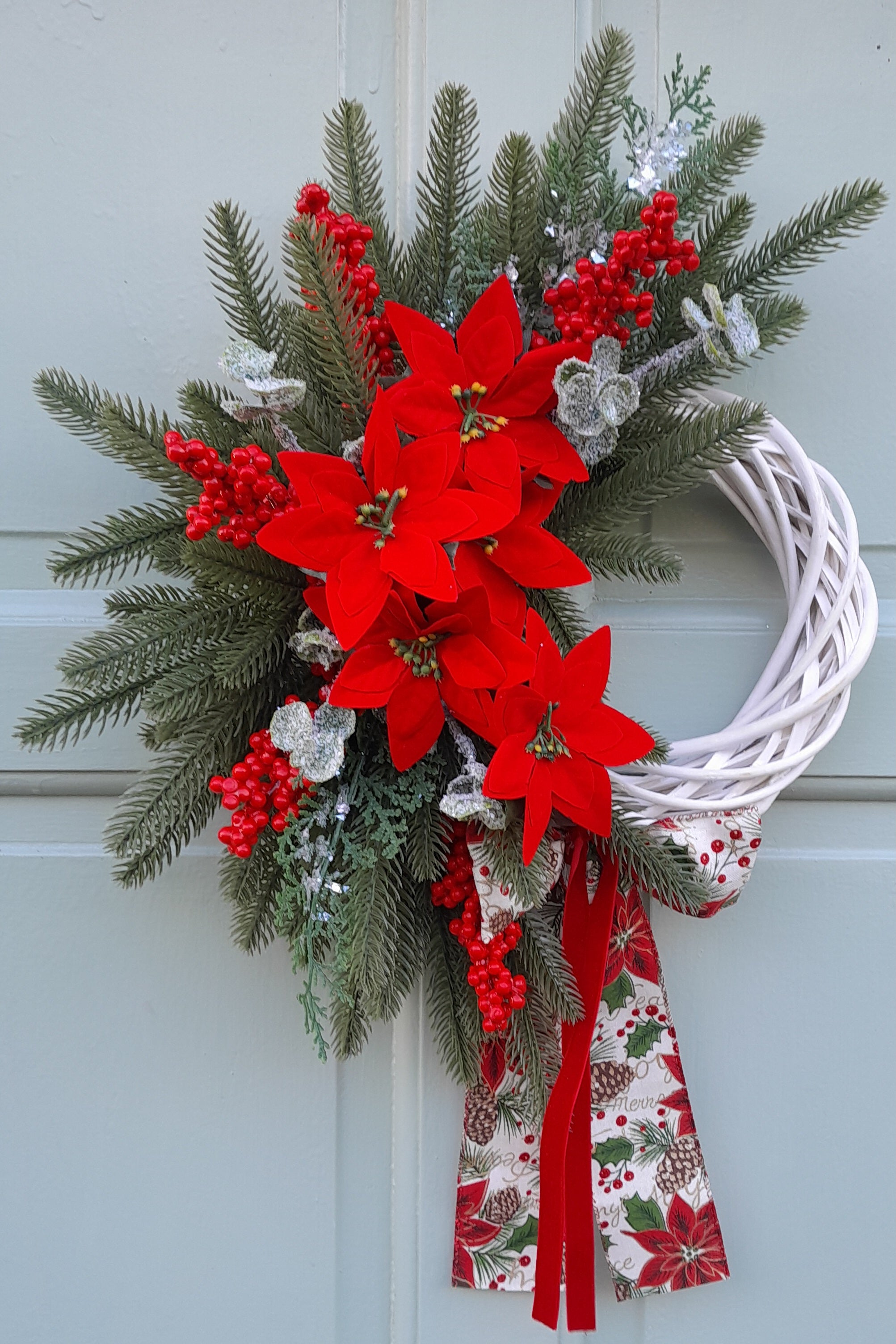 "Red Poinsettia & Pine"