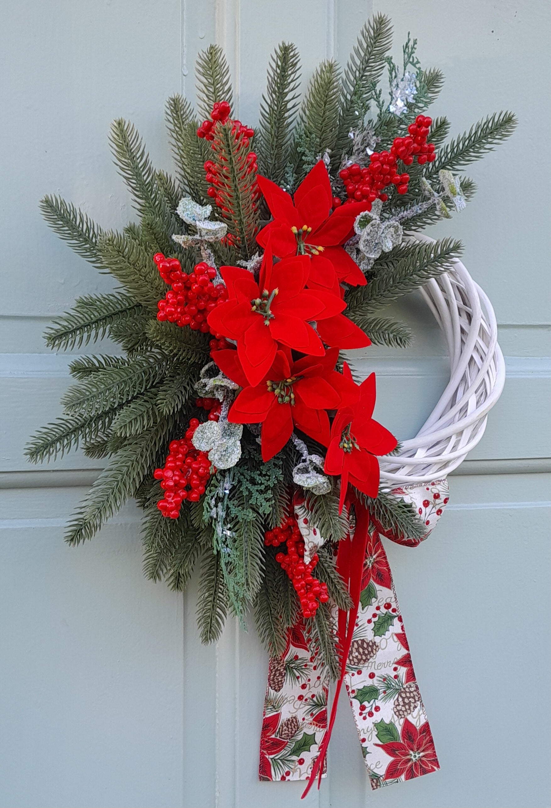 "Red Poinsettia & Pine"