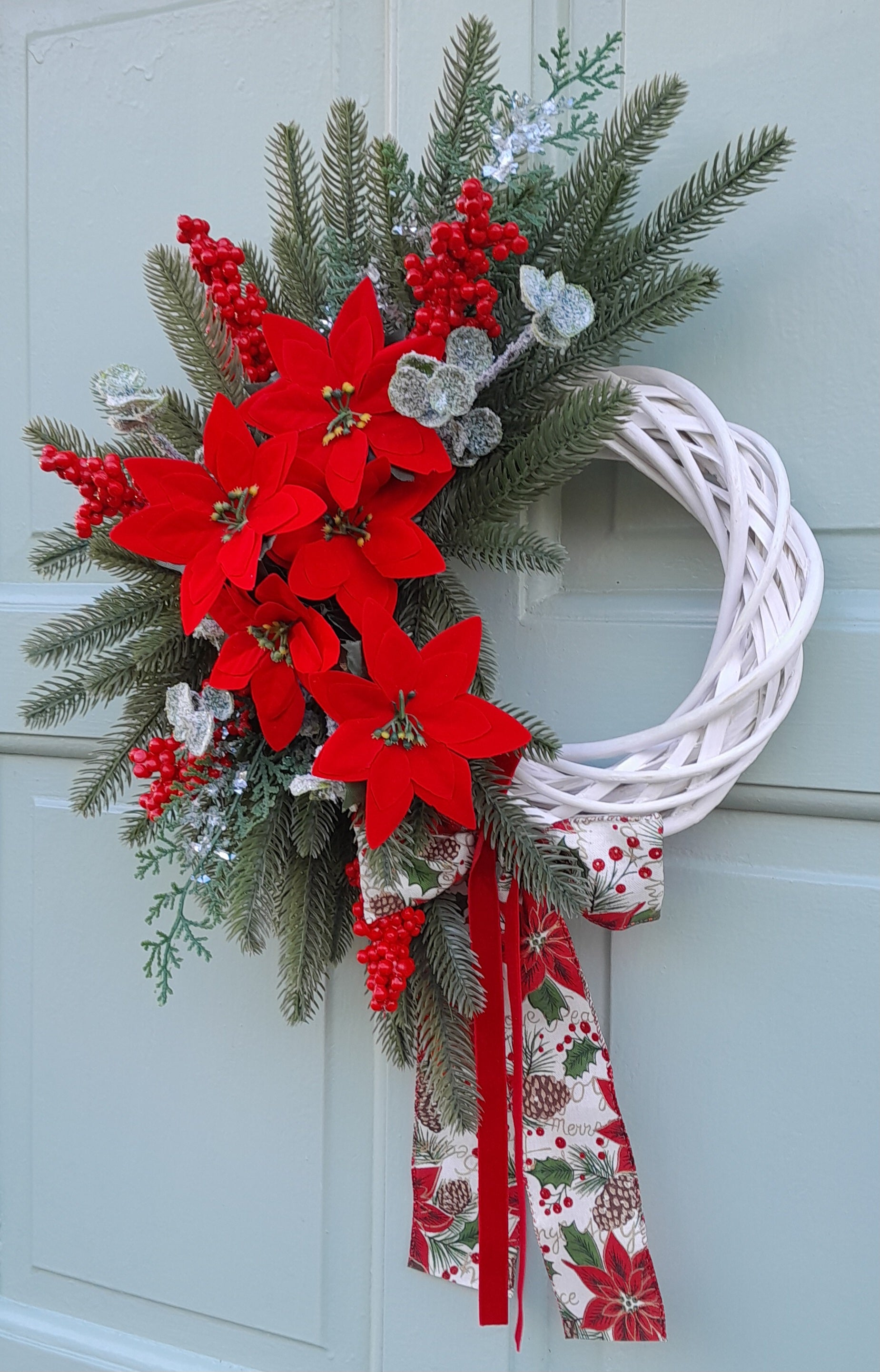 "Red Poinsettia & Pine"