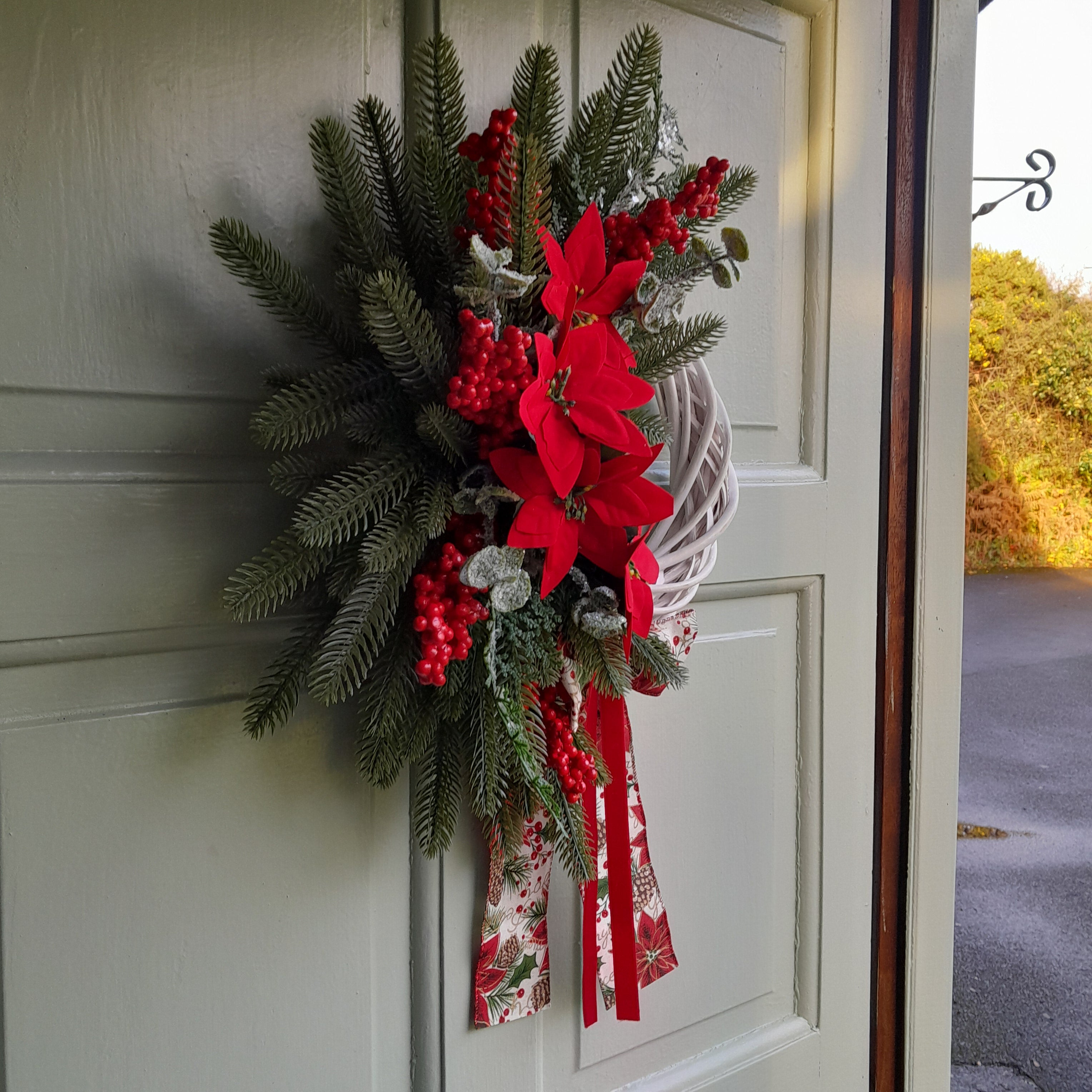 "Red Poinsettia & Pine"