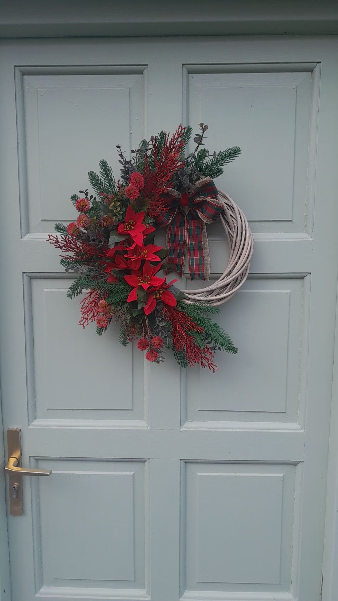 "Red Poinsettia & Tartan Bow"